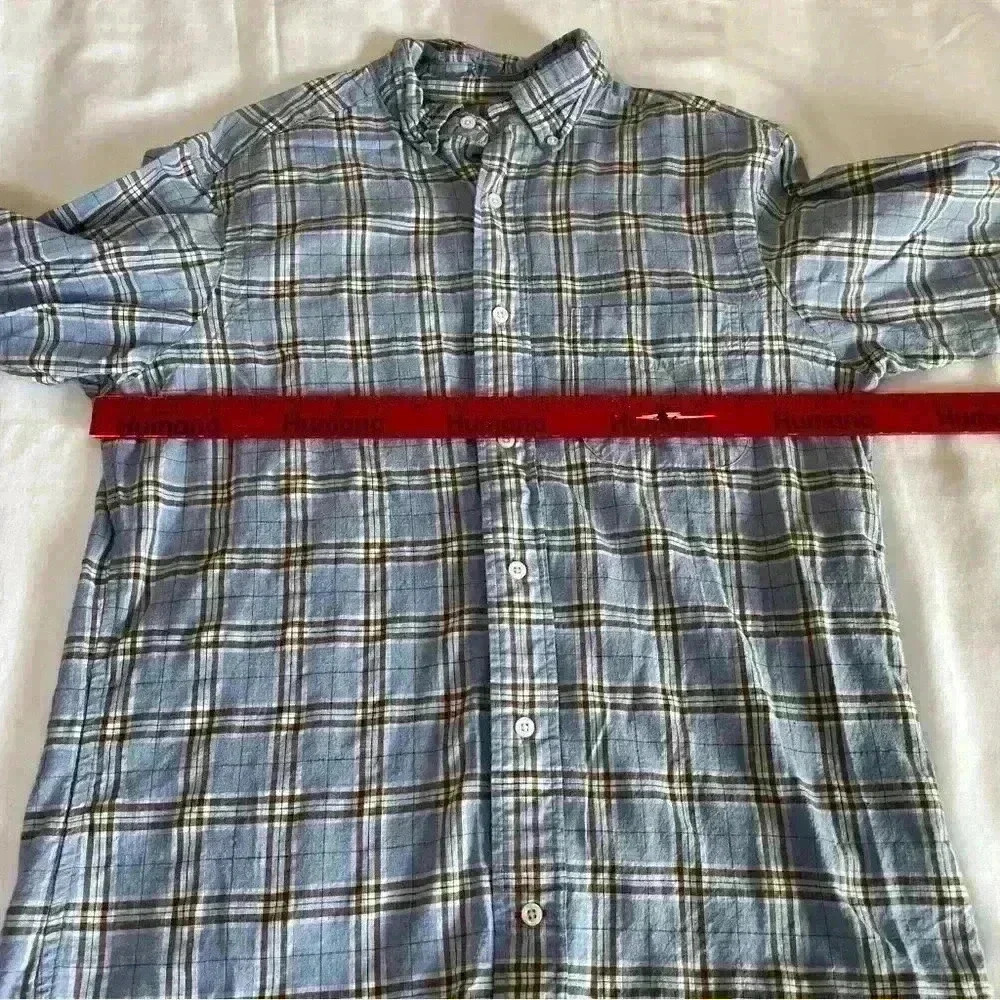 DANIEL CREMIEUX Men's Size Small Button Shirt Blue Tan Plaid Casual Cotton - Picture 5 of 7